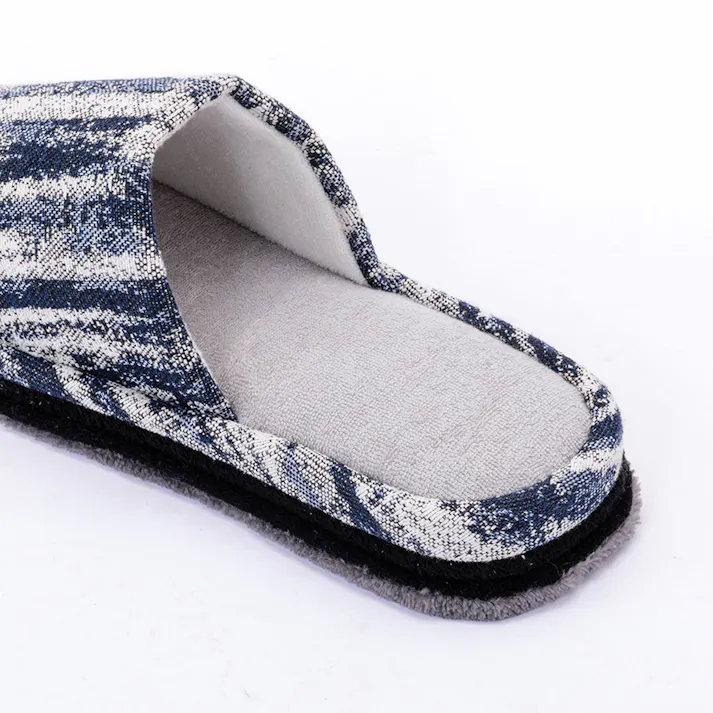 履いて歩くだけでお掃除できるソールを外して洗える前閉じスリッパ ブルー 2L