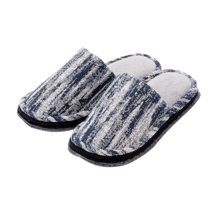 履いて歩くだけでお掃除できるソールを外して洗える前閉じスリッパ ブルー L