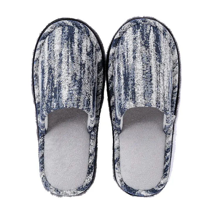 履いて歩くだけでお掃除できるソールを外して洗える前閉じスリッパ ブルー L