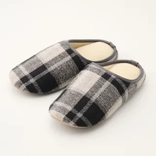 ルームスリッパ チェックブラック L