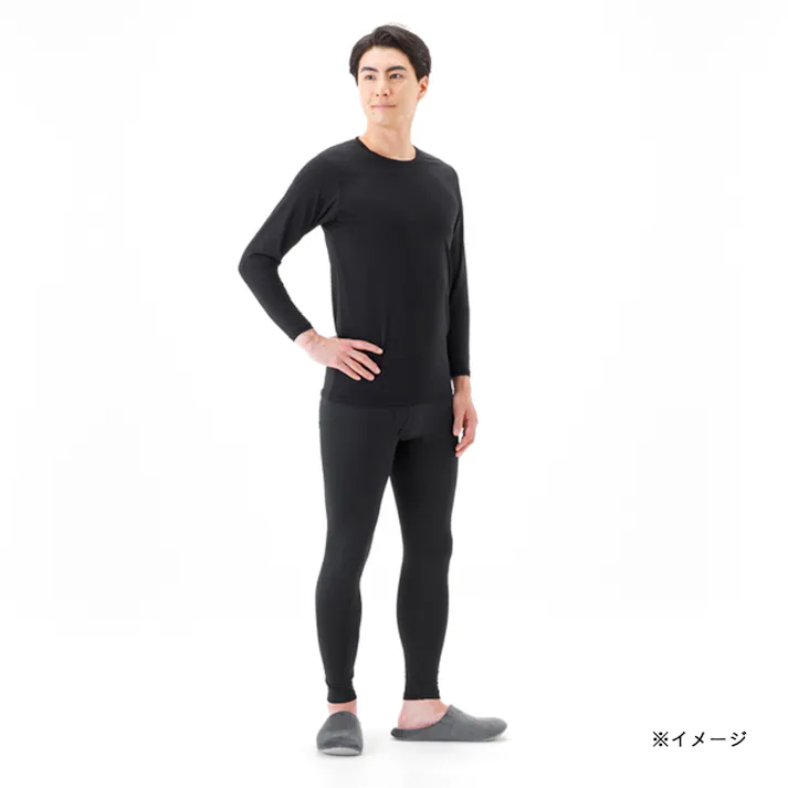 カインズ 紳士 あったかインナー Tシャツ 9分袖 丸首 ブラック LL