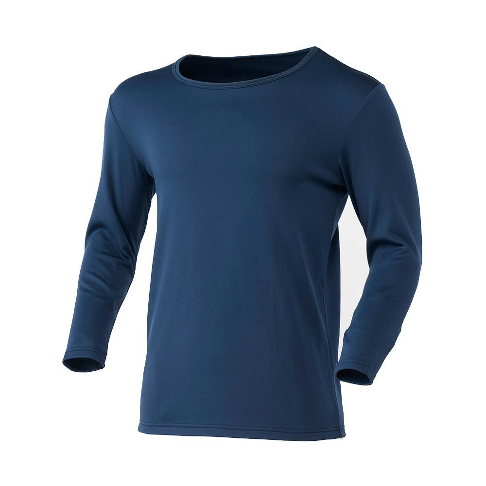 サラサーモ 蒸れにくいインナー Tシャツ 丸首 ネイビー L 防寒具・防寒ウェア