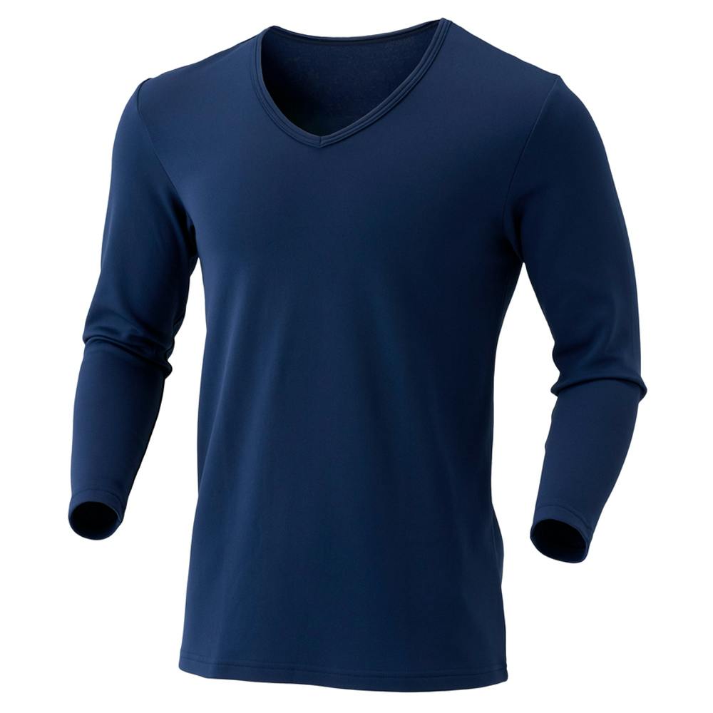 サラサーモ 蒸れにくいインナー Tシャツ V首 ネイビー L 防寒具・防寒ウェア
