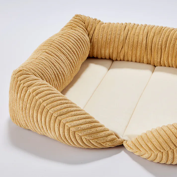 縁付きスクエアマット Mサイズ コーデュロイイエロー