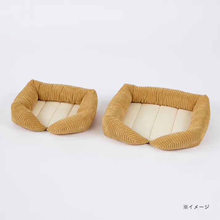 縁付きスクエアマット Mサイズ コーデュロイイエロー