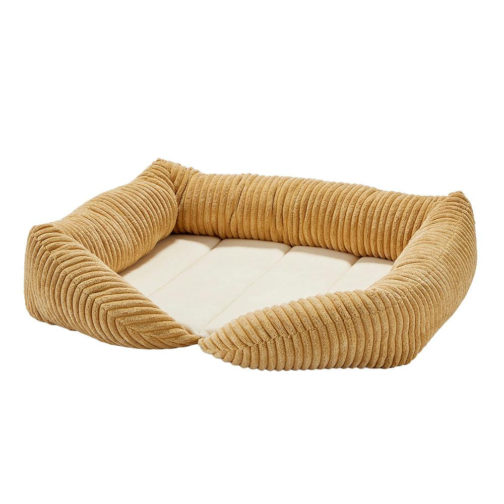 縁付きスクエアマット Mサイズ コーデュロイイエロー | ペットベッド