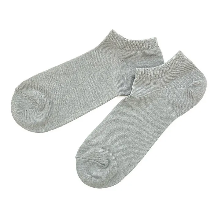 暑くても寒くても快適 靴下 スニーカー丈 先丸 グレー 25.0cm-27.0cm 2足組