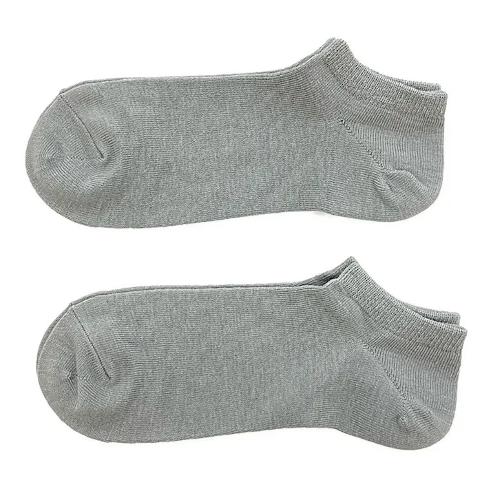 暑くても寒くても快適 靴下 スニーカー丈 先丸 グレー 25.0cm-27.0cm 2足組