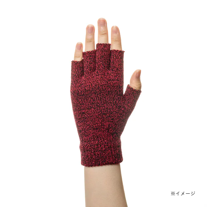 カインズ すべり止め付き のびのび手袋 ボツ指切 杢レッド フリーサイズ