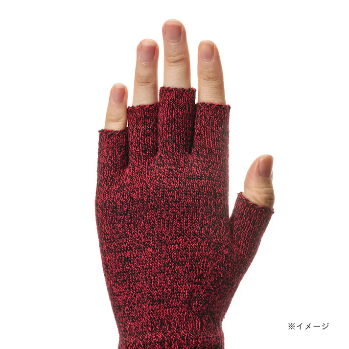 カインズ すべり止め付き のびのび手袋 ボツ指切 杢レッド フリーサイズ