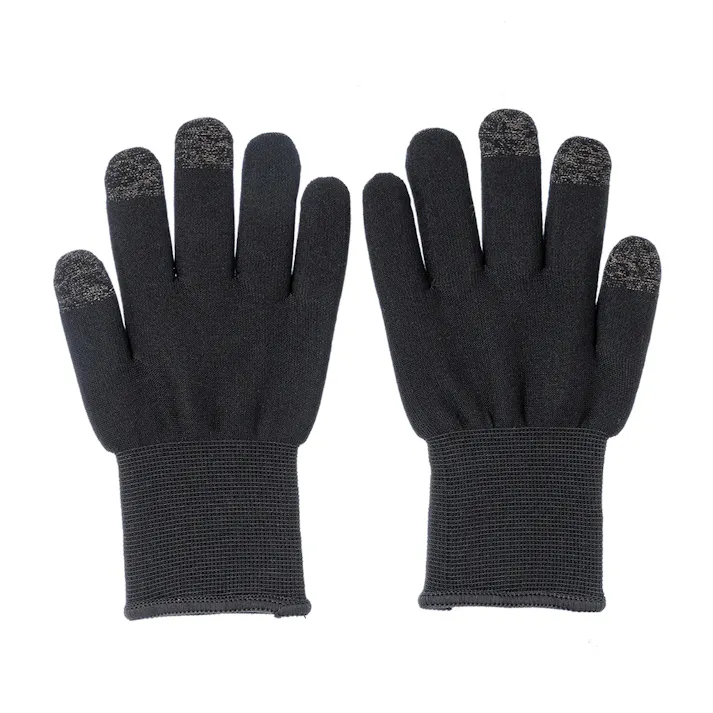 Hot fine タッチパネル対応 あったかタッチパネル裏起毛 むにゅ手袋 ブラック フリーサイズ