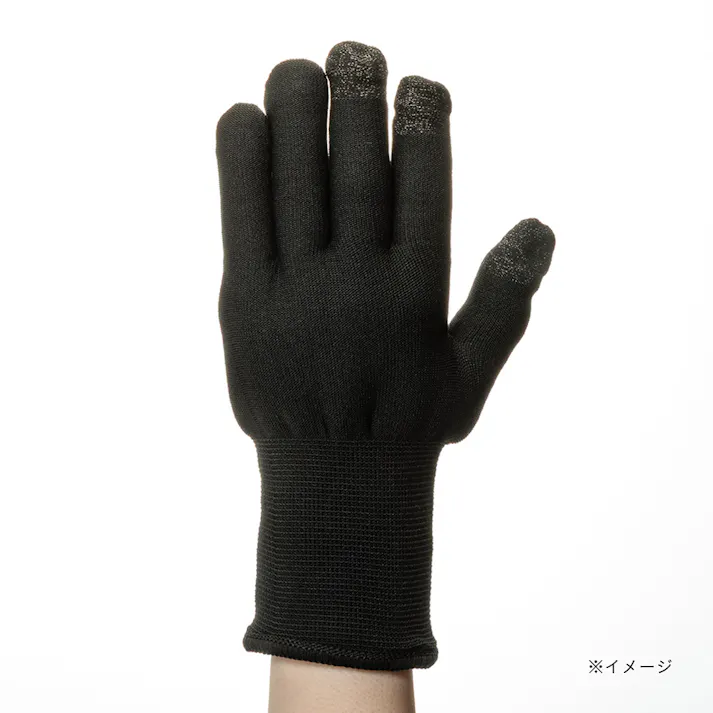 Hot fine タッチパネル対応 あったかタッチパネル裏起毛 むにゅ手袋 ブラック フリーサイズ