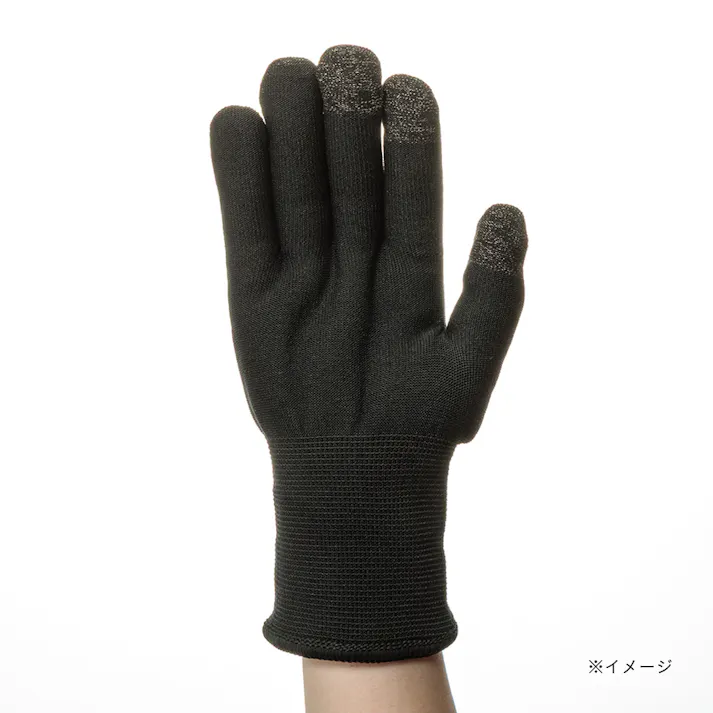 Hot fine タッチパネル対応 あったかタッチパネル裏起毛 むにゅ手袋 ブラック フリーサイズ