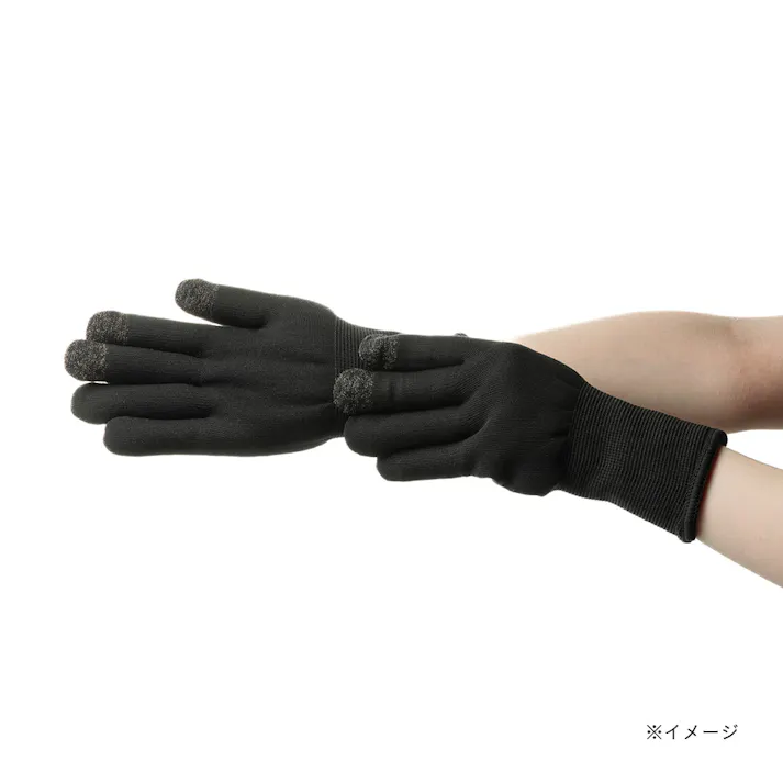 Hot fine タッチパネル対応 あったかタッチパネル裏起毛 むにゅ手袋 ブラック フリーサイズ