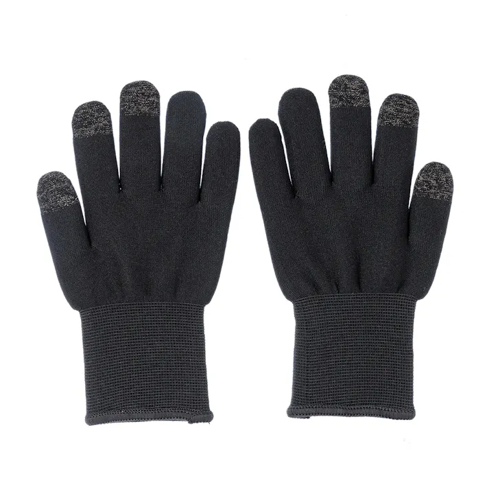 Hot fine タッチパネル対応 あったかタッチパネル裏起毛 むにゅ手袋 ブラック フリーサイズ