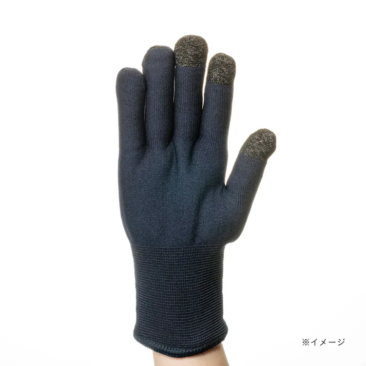 Hot fine タッチパネル対応 あったかタッチパネル裏起毛 むにゅ手袋 ネイビー フリーサイズ