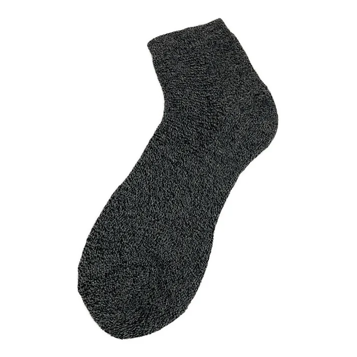 カインズ メリノウール靴下 保湿 保温 内側総パイル ミドル丈 杢ブラック 25.0-27.0cm