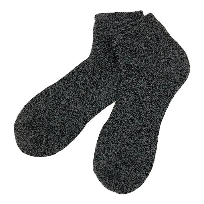 カインズ メリノウール靴下 保湿 保温 内側総パイル ミドル丈 杢ブラック 25.0-27.0cm