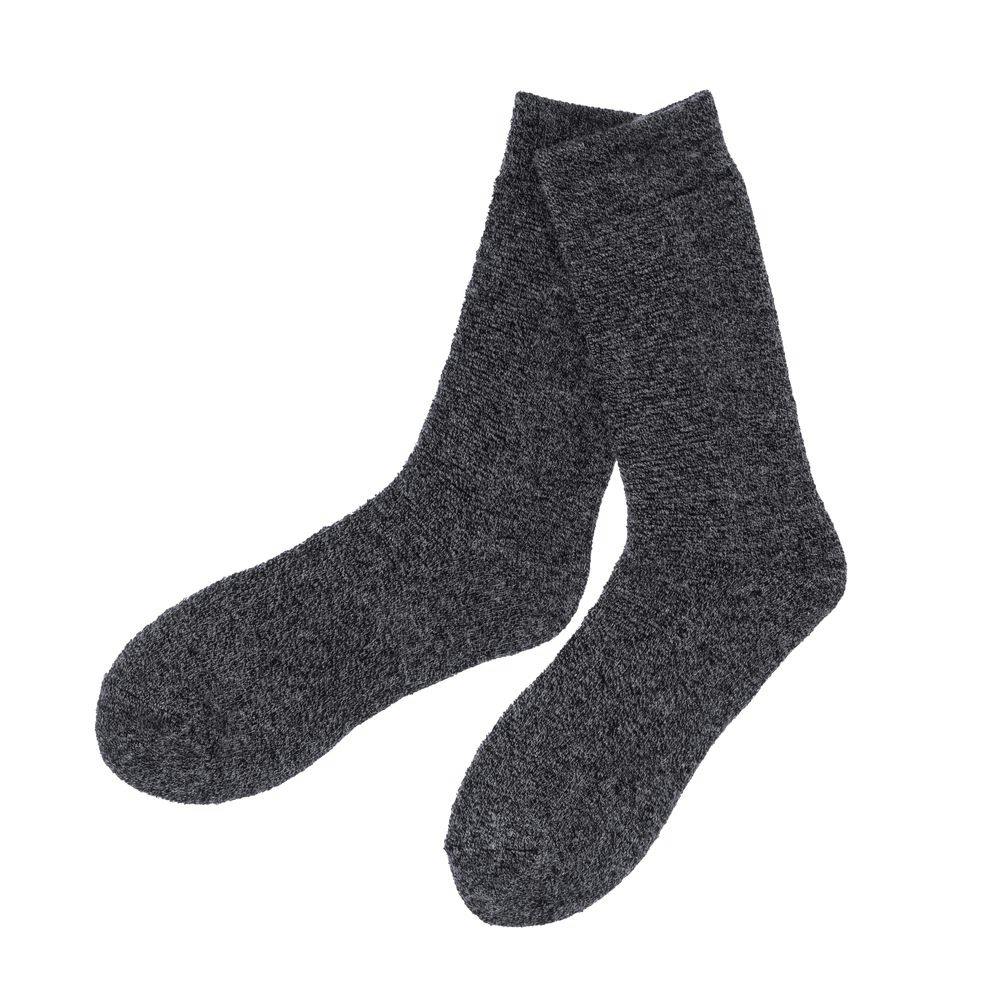 カインズ メリノウール靴下 保湿 保温 内側総パイル クルー丈 杢ブラック 25.0-27.0cm 紳士 靴下・肌着