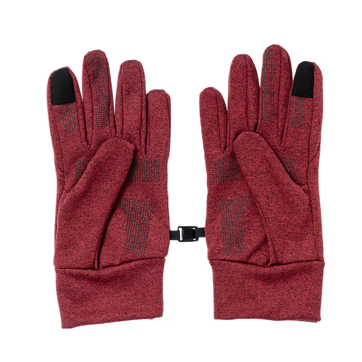Hot fine タッチパネル対応 すべり止め付き防寒手袋 撥水 杢レッド L