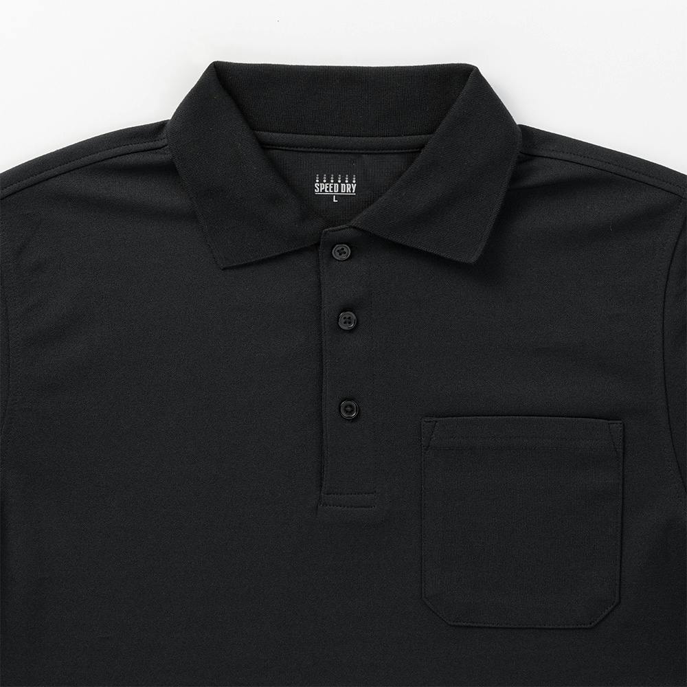 SPEED DRY さらっとした肌触りのポロシャツ 長袖 ブラック M | 作業着