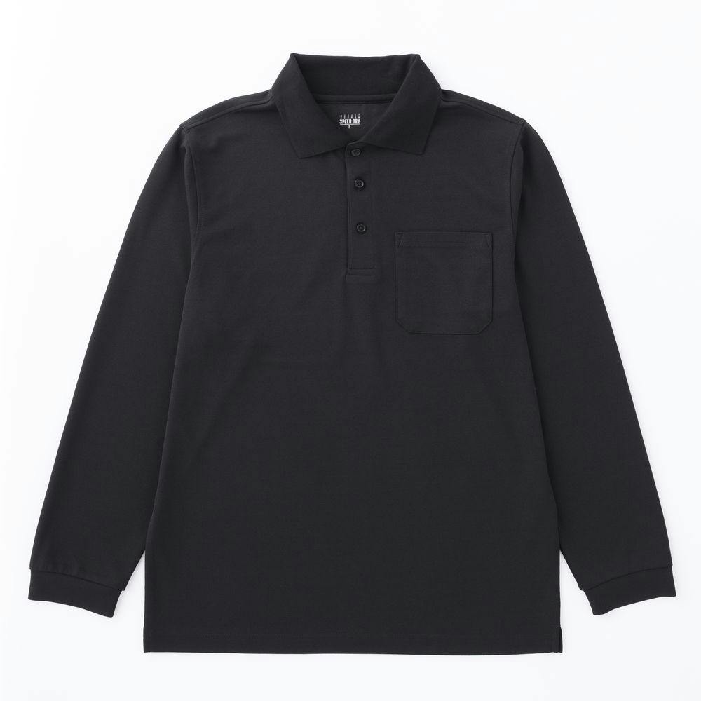 SPEED DRY さらっとした肌触りのポロシャツ 長袖 ブラック L
