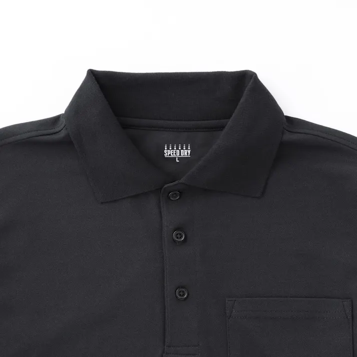 SPEED DRY さらっとした肌触りのポロシャツ 長袖 ブラック L