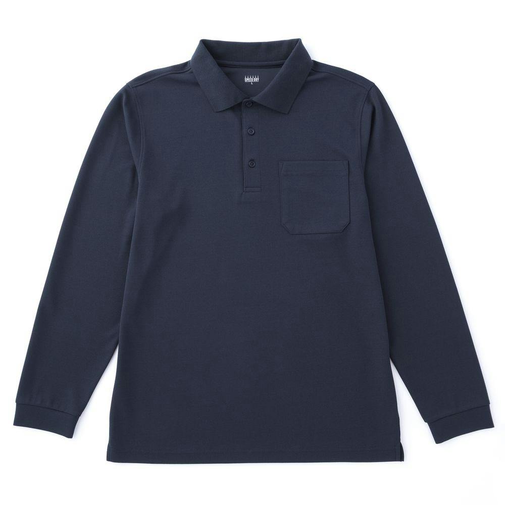 SPEED DRY さらっとした肌触りのポロシャツ 長袖 ネイビー M | 作業着