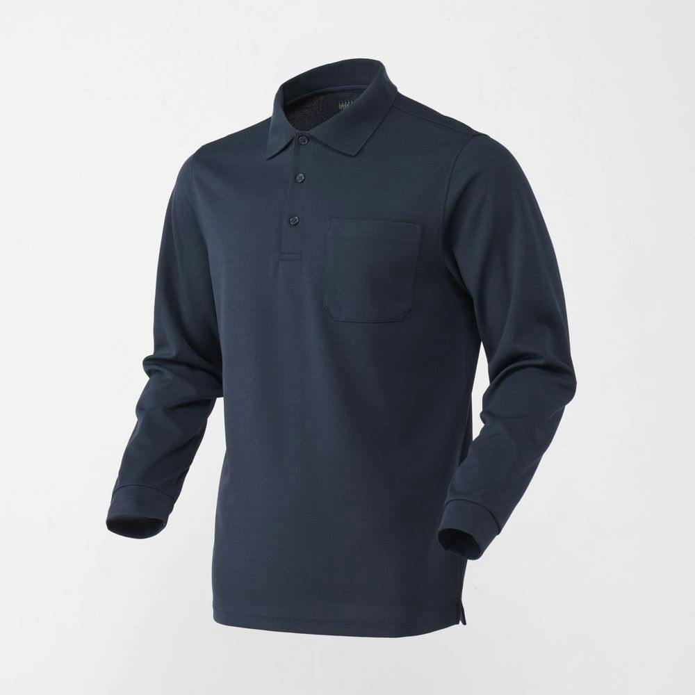 SPEED DRY さらっとした肌触りのポロシャツ 長袖 ネイビー M | 作業着