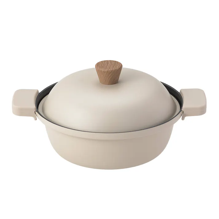 ガス火・IH対応 ミトンが要らない卓上鍋 20cm ベージュ