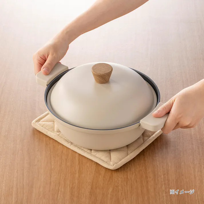 ガス火・IH対応 ミトンが要らない卓上鍋 20cm ベージュ