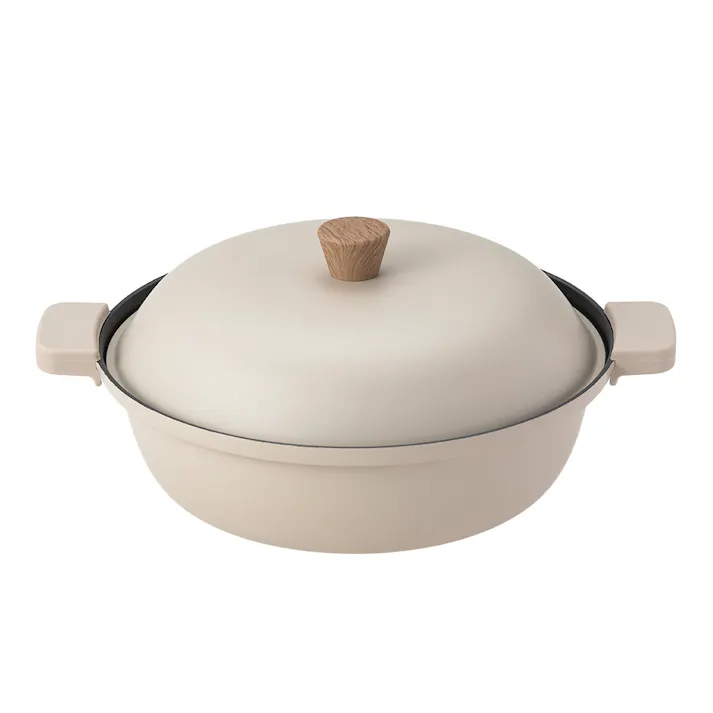 ガス火・IH対応 ミトンが要らない卓上鍋 27cm ベージュ