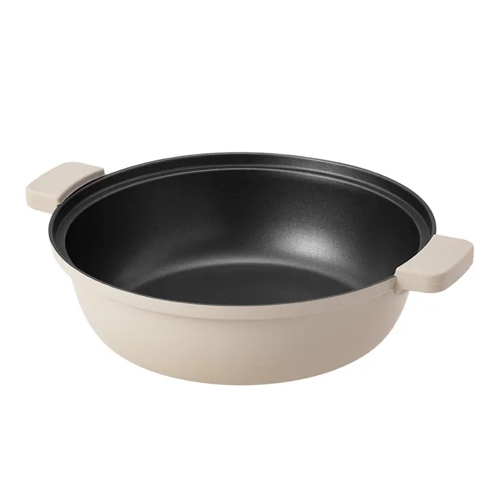 ガス火・IH対応 ミトンが要らない卓上鍋 27cm ベージュ