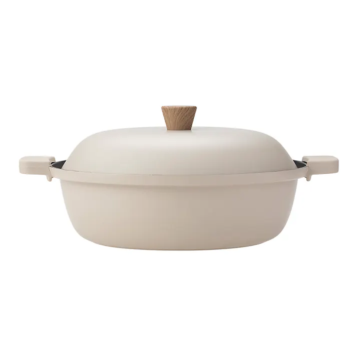 ガス火・IH対応 ミトンが要らない卓上鍋 27cm ベージュ