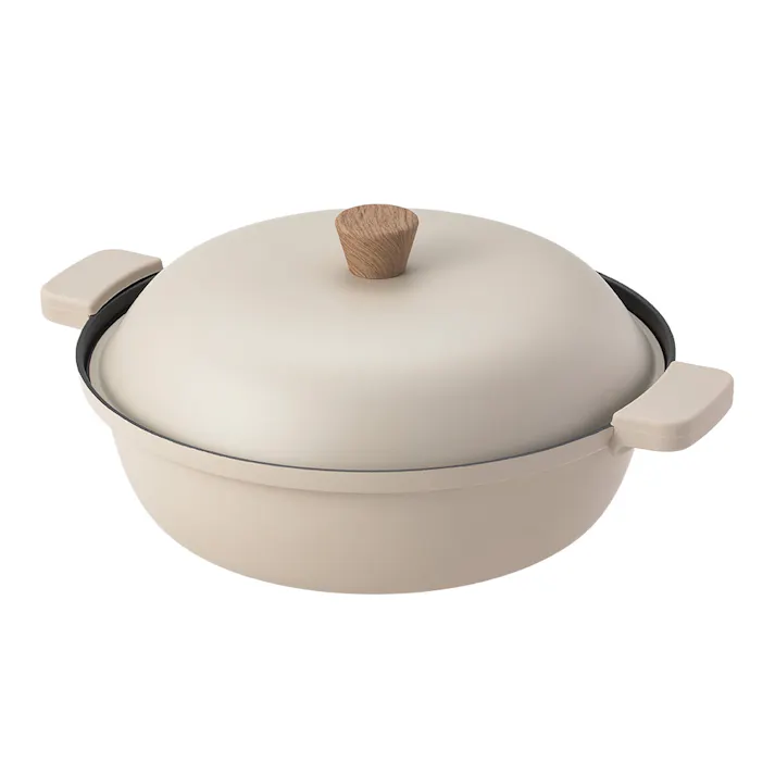 ガス火・IH対応 ミトンが要らない卓上鍋 27cm ベージュ