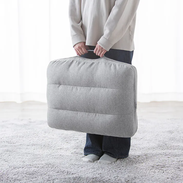 持ち手付カバー洗える背もたれイス Lepoco グレー 幅58cm 奥行36~42cm 高さ16~35cm リクライニング 枕 足置き 座椅子 座布団