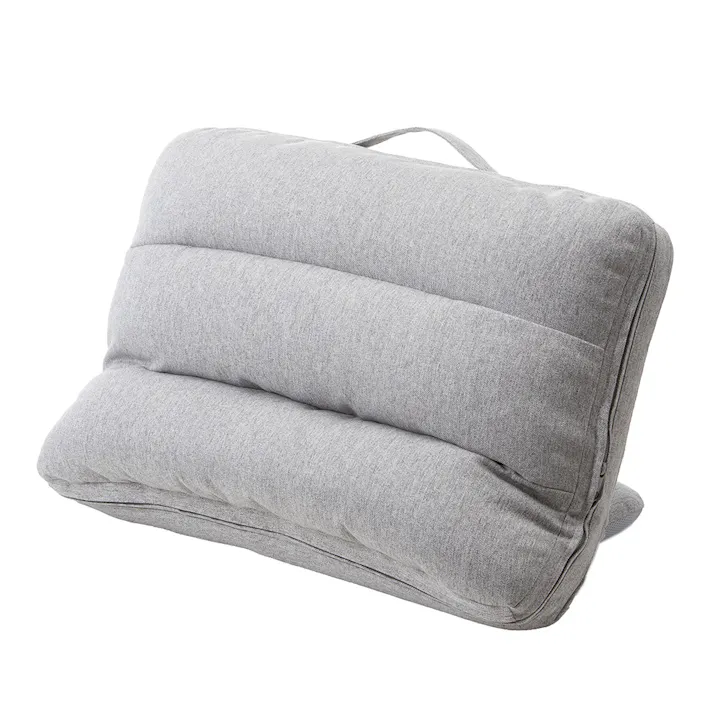 持ち手付カバー洗える背もたれイス Lepoco グレー 幅58cm 奥行36~42cm 高さ16~35cm リクライニング 枕 足置き 座椅子 座布団