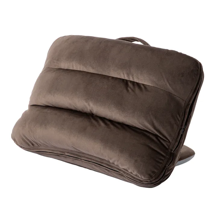 持ち手付カバー洗える背もたれイス Lepoco ブラウン 幅58cm 奥行36~42cm 高さ16~35cm リクライニング 枕 足置き 座椅子 座布団