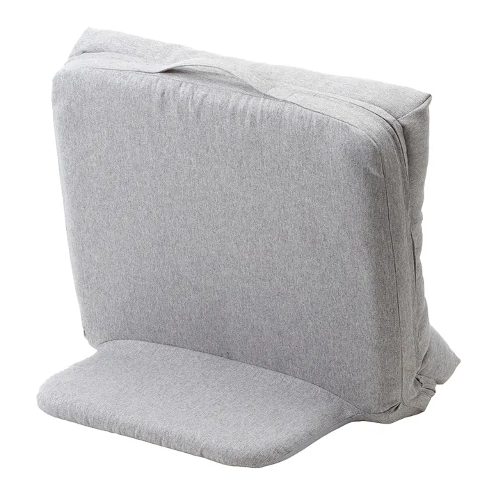 持ち手付カバー洗える背もたれイス FLepoco グレー 幅57cm 奥行44~57cm 高さ16~50cm リクライニング 枕 足置き 座椅子 座布団