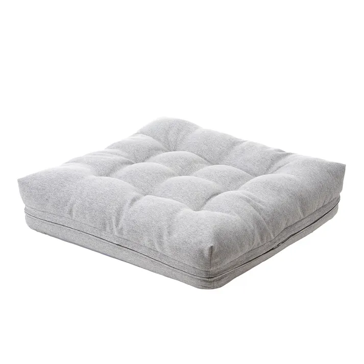 持ち手付カバー洗える背もたれイス FLepoco グレー 幅57cm 奥行44~57cm 高さ16~50cm リクライニング 枕 足置き 座椅子 座布団