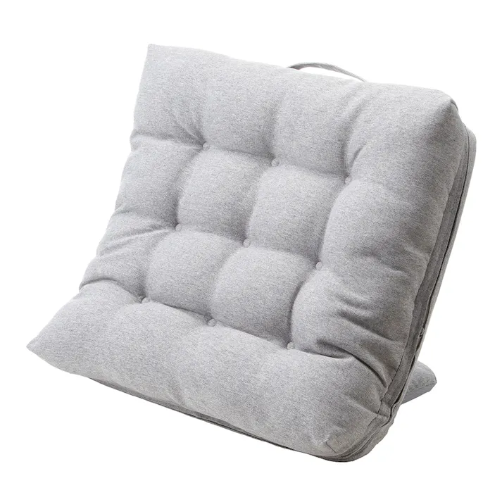 持ち手付カバー洗える背もたれイス FLepoco グレー 幅57cm 奥行44~57cm 高さ16~50cm リクライニング 枕 足置き 座椅子 座布団