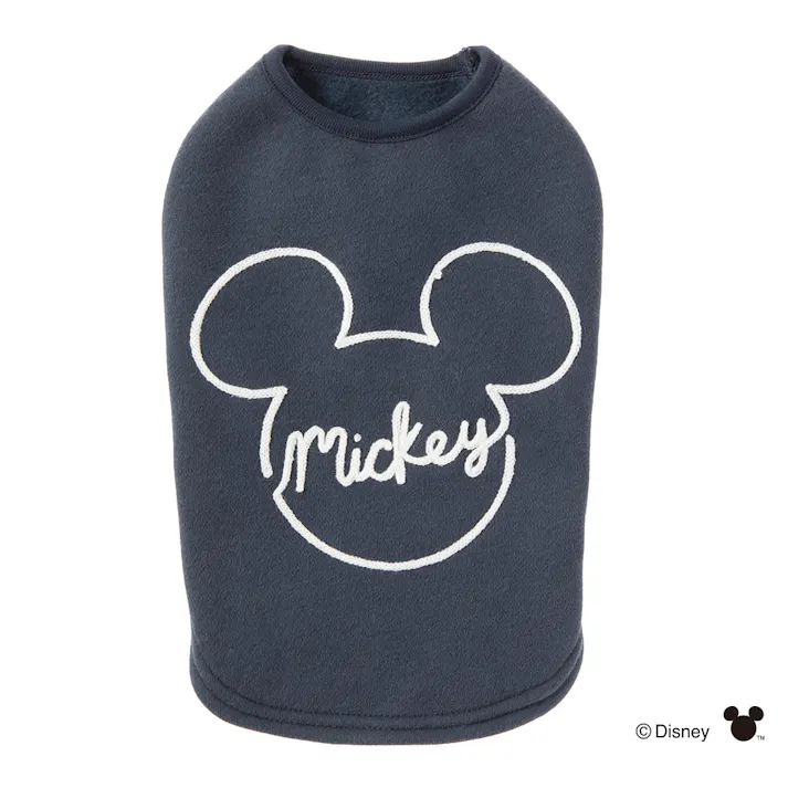 【送料無料】裏起毛タンクトップ ネイビー ミッキーマウス Sサイズ ペット服(犬の服)