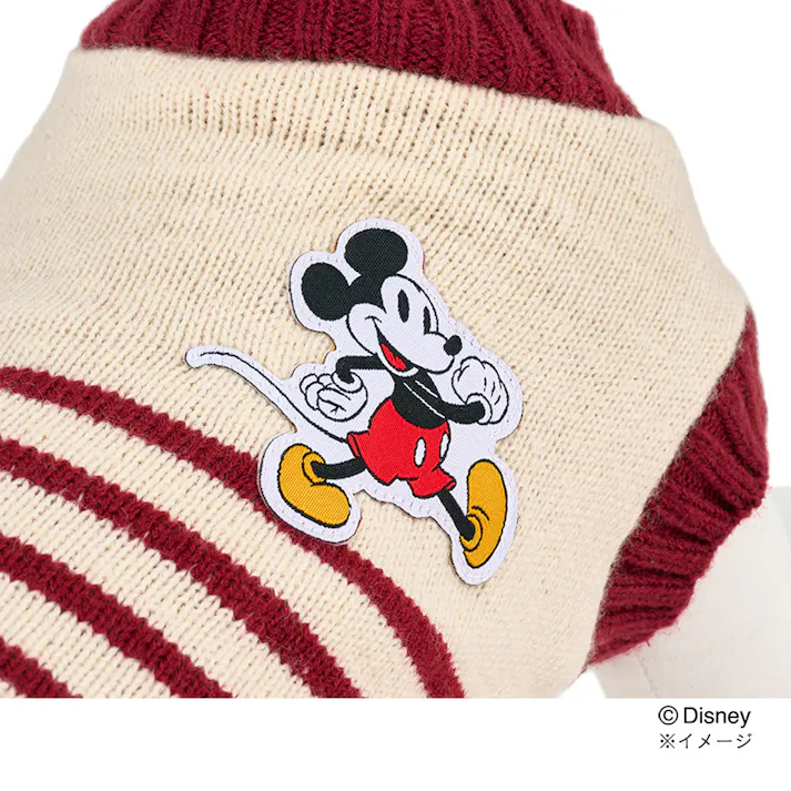 【送料無料】ボーダーニット レッド ミッキーマウス Sサイズ ペット服(犬の服)