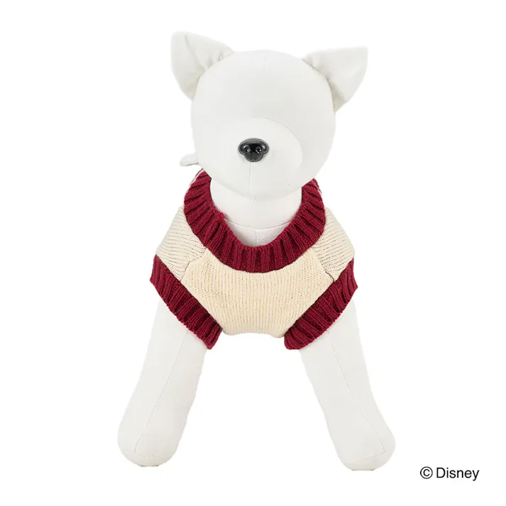 【送料無料】ボーダーニット レッド ミッキーマウス Sサイズ ペット服(犬の服)
