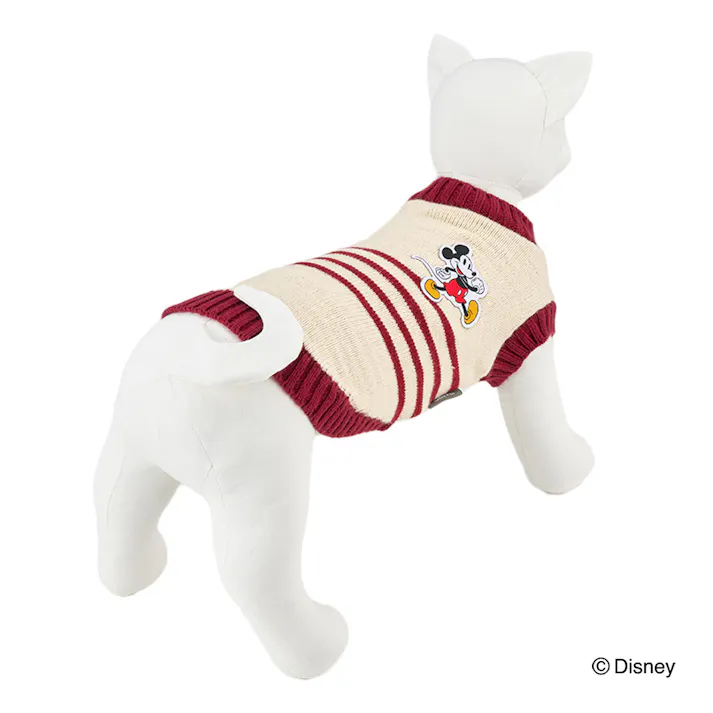 【送料無料】ボーダーニット レッド ミッキーマウス Mサイズ ペット服(犬の服)