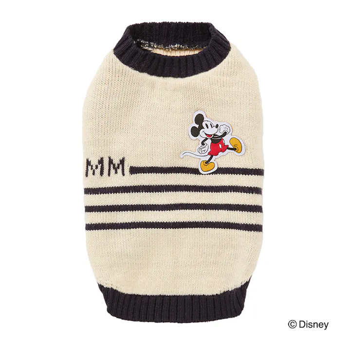 【送料無料】ボーダーニット ネイビー ミッキーマウス Lサイズ ペット服(犬の服)