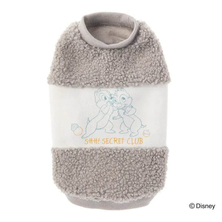 【送料無料】切り替えボアタンクトップ グレー チップ&デール Mサイズ ペット服(犬の服)