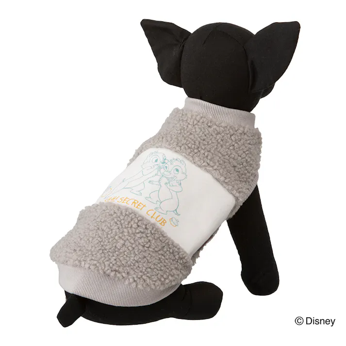 【送料無料】切り替えボアタンクトップ グレー チップ&デール Mサイズ ペット服(犬の服)