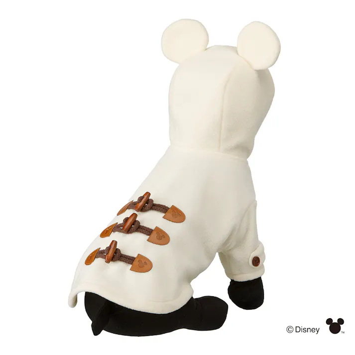 【送料無料】耳付コート アイボリー ミッキーマウス Sサイズ ペット服(犬の服)