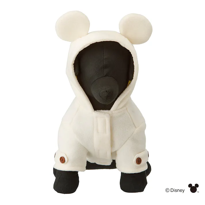 【送料無料】耳付コート アイボリー ミッキーマウス Mサイズ ペット服(犬の服)